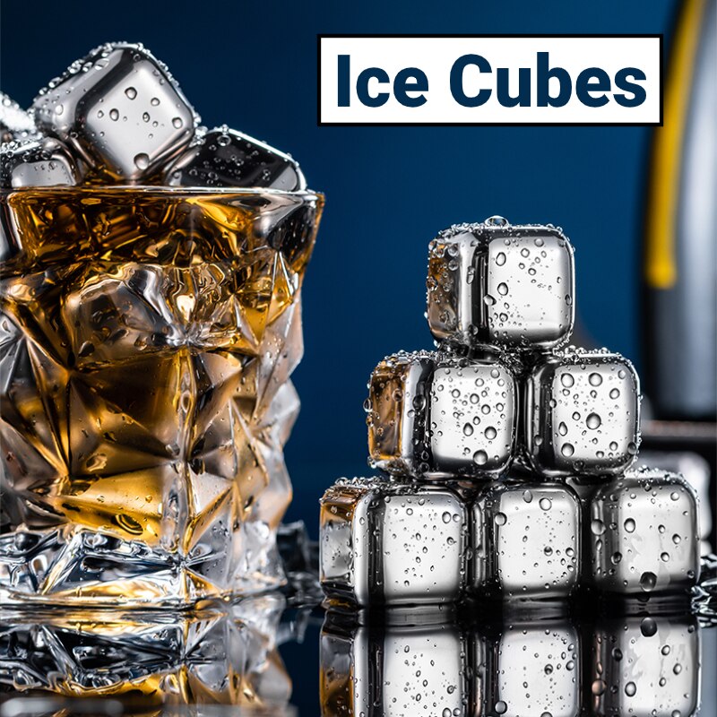 4 Stuks Rvs Ice Cubes Whisky Stenen Ijsblokjes Rvs Whisky Ijsblokjes Chillers Herbruikbare Stone Drinken