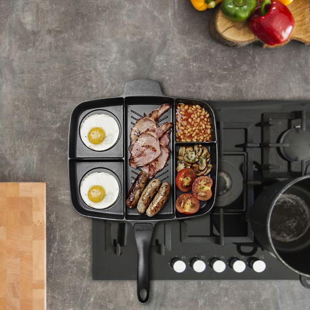 5 In 1 Frying Pan Multi-purpose Aluminum Alloy Non-stick Smoke-free Open Flame Home Breakfast Baking Pan