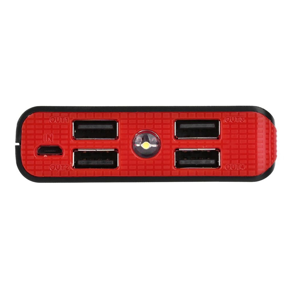 Universal 8000mAh Portable Power Bank 4 USB Ports Power Supply For Smart Phones 18650 Battery Backup Power With LED Light