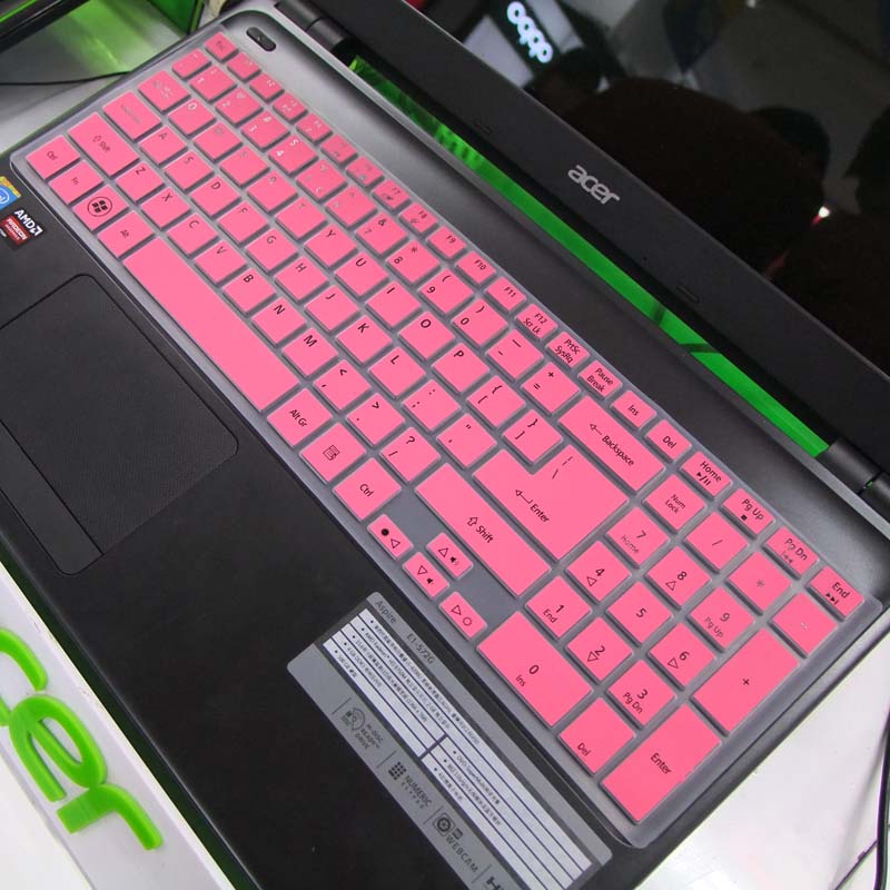 Laptop Keyboard Cover for Acer Aspire E 15 - Ultra-thin Silicone Protector - Waterproof & Dustproof: Pink