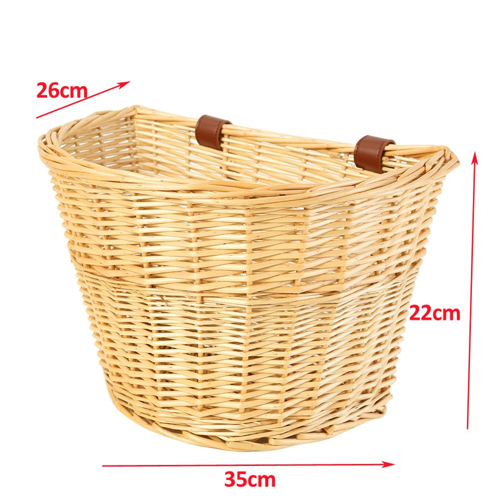 Vélo avant panier rétro avec ceinture rotin vélo sacoches multi-fonctionnel Scooter osier guidon Cargo stockage conteneur