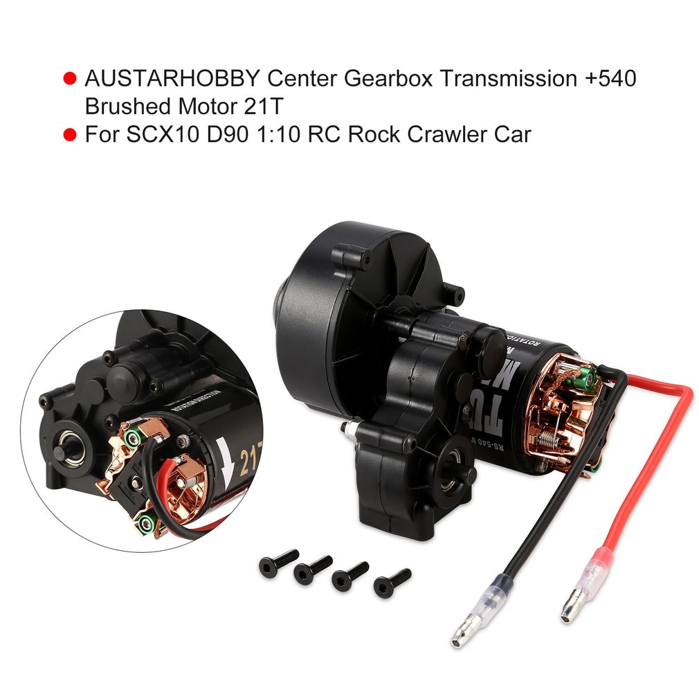 AUSTARHOBBY Center Versnellingsbak Transmissie + 540 Brushed Motor 21T 27T 35T 45T 55T voor 1:10 RC Rock Crawler Auto SCX10 D90 Model