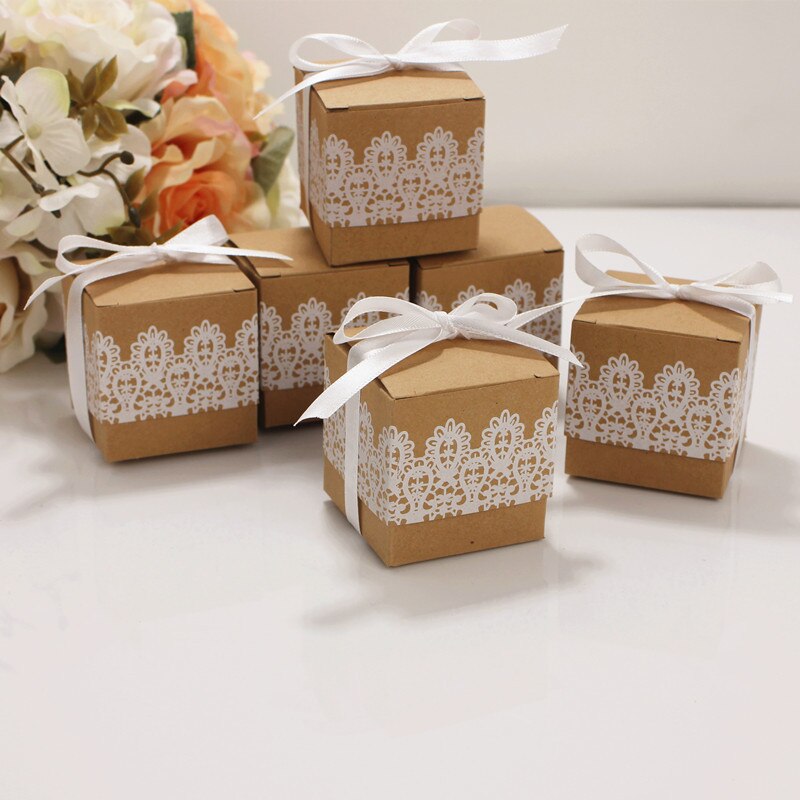10Pcs Geschenkdoos Kraftpapier Snoep Dragee Box Trouwbedankjes Baby Shower Decoratie Jongen Meisje Geslacht Onthullen Verjaardagsfeestje levert