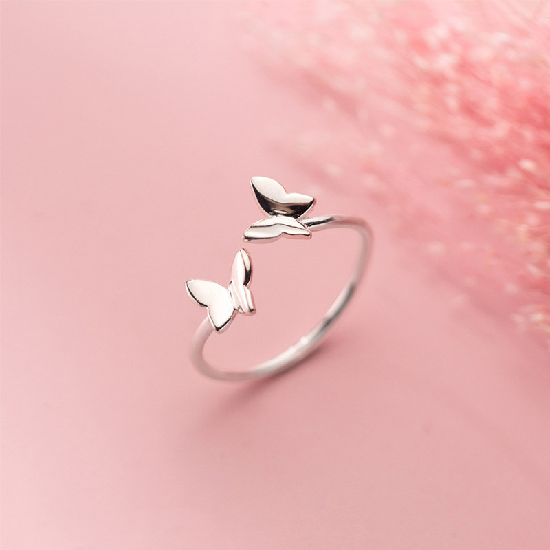 925 verstellbarer schmetterlingsring aus sterlingsilber mit zirkonia für damen, perfekt für partys und als edler punk-schmuck.