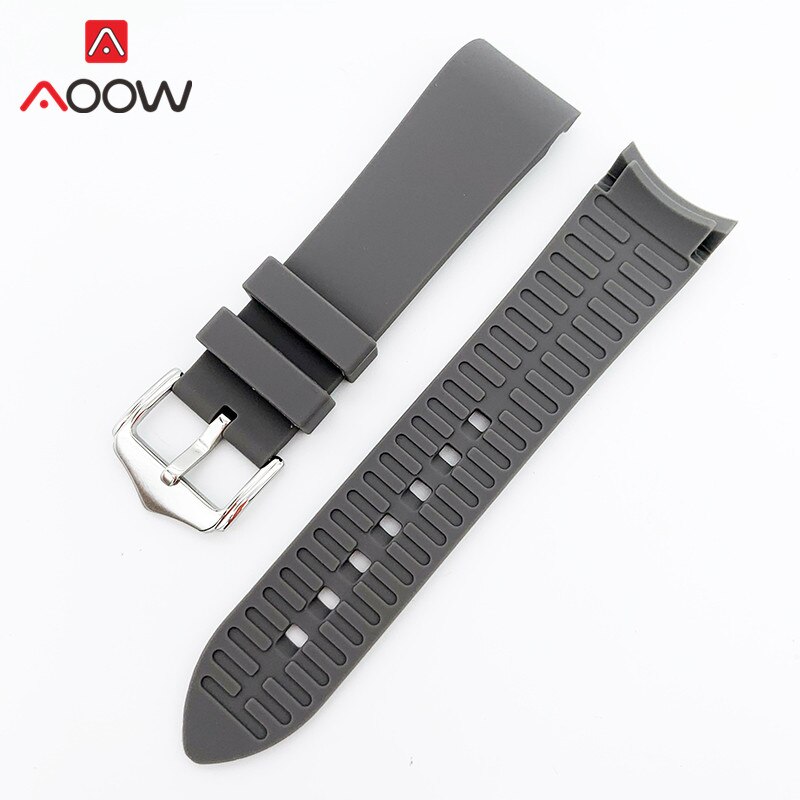 18Mm 20Mm 22Mm 24Mm Zachte Siliconen Band Universele Elleboog Arc Rubber Band Sport Waterdicht Vervanging Armband horloge Accessoires: Grey / 22mm