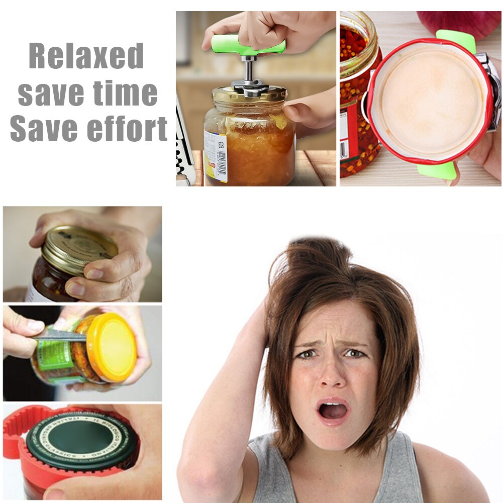 Adjustable Jar Opener Stainless Steel Bottle Glass 1-4 Inches Cap Lid Safety Openers Tool Home Kitchen Gadgets Tools Accessories