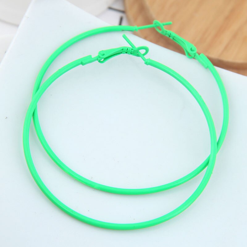 Kymyad Bohemia Big Hoop Earrings For Women 6cm Fluorescent Color Earings Jewelry Statement Earrings Jewelry: color 6