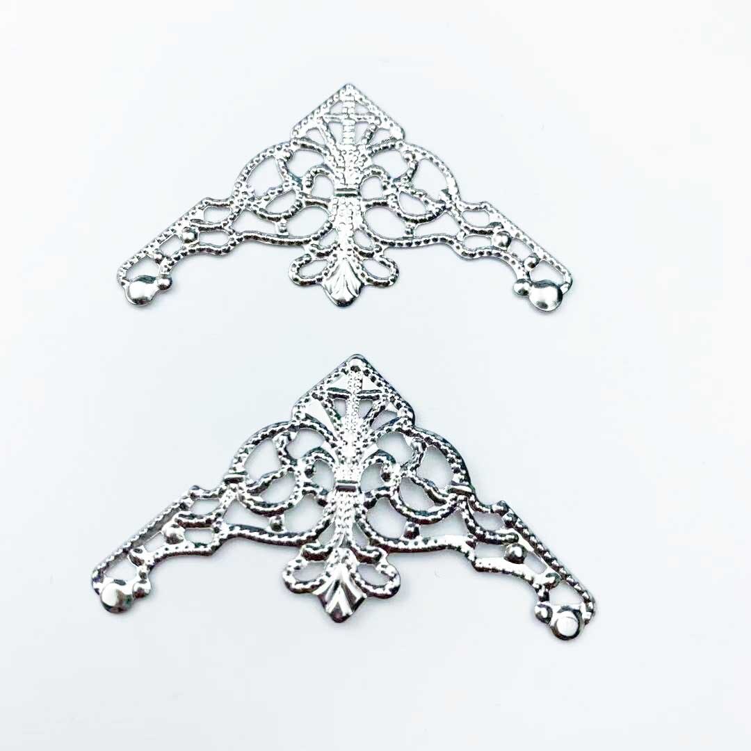 20Pcs 30X57Mm Metalen Filigraan Wraps Connectors Metalen Ambachten Decoratie Diy Sieraden: rhodium 20pcs