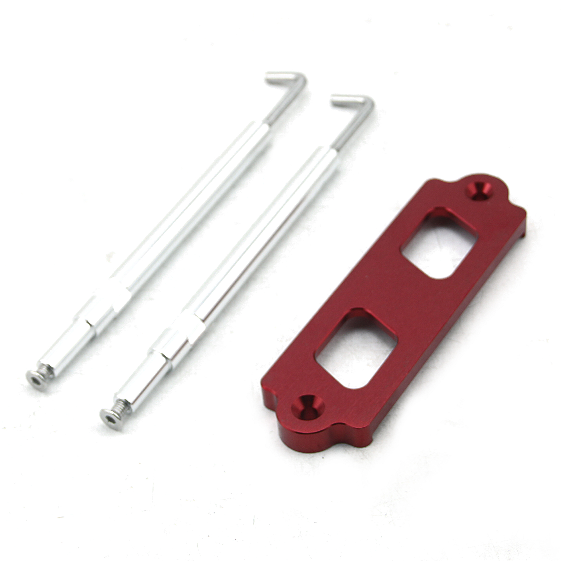 Aluminum Car Battery Tie Down Kit Hold Down Rod With Stainless Tray Hooks For Honda Civic / CRX S2000 For Acura Integra RSX: Red