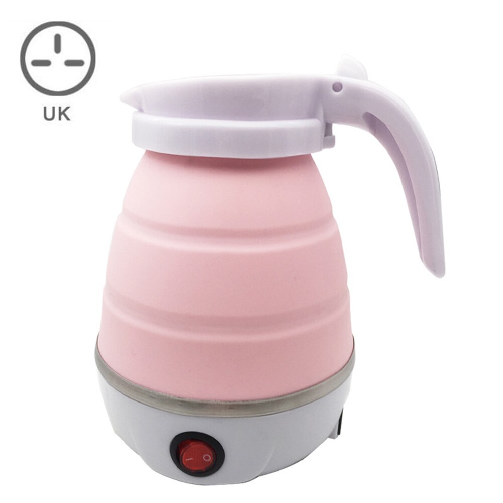 Hervidor de agua eléctrico plegable para viaje y hogar, mini tetera eléctrica portátil con apagado automático, J99S: Pink UK Plug