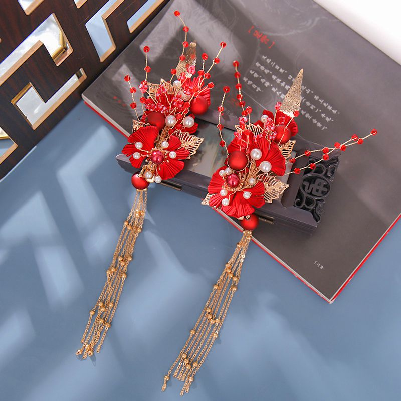 Jahrgang rot haarnadel, chinesische hanfu-haaraccessoires für damen, haarspange