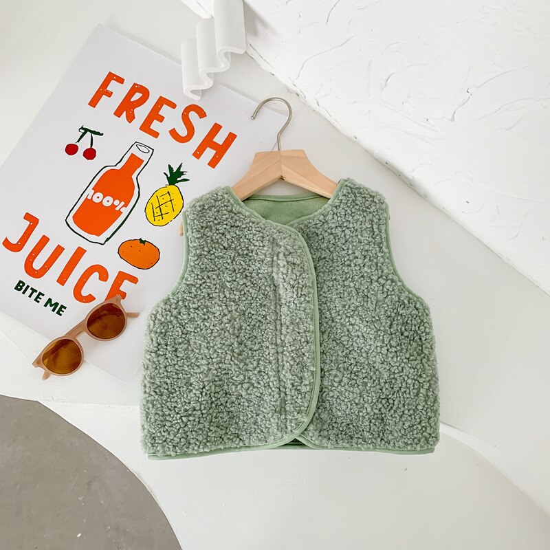 Herfstmeisjes warme fleece vest kinderen snoepkleurige vesten kindervest: Groente / 5