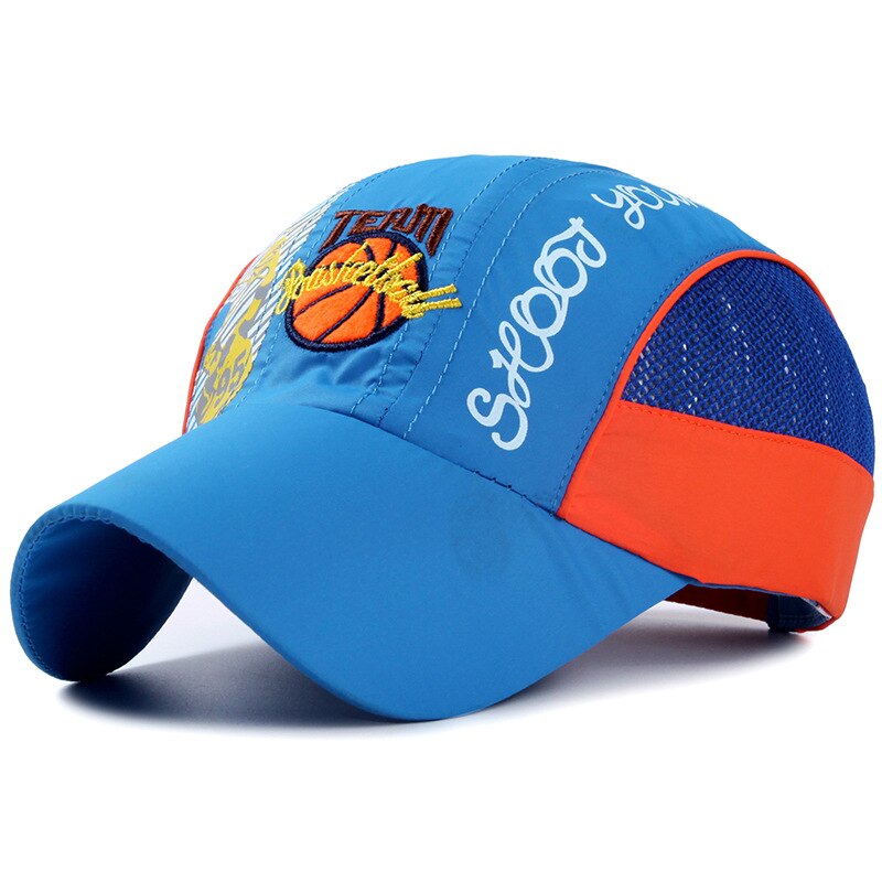 Zomer Snel Droog Kinderen Sport Baseball Netto Cap Cartoon Basketbal Printting Netto Cap Kids Student Camping Hoed Jongens Meisjes Zonnehoed: Blue