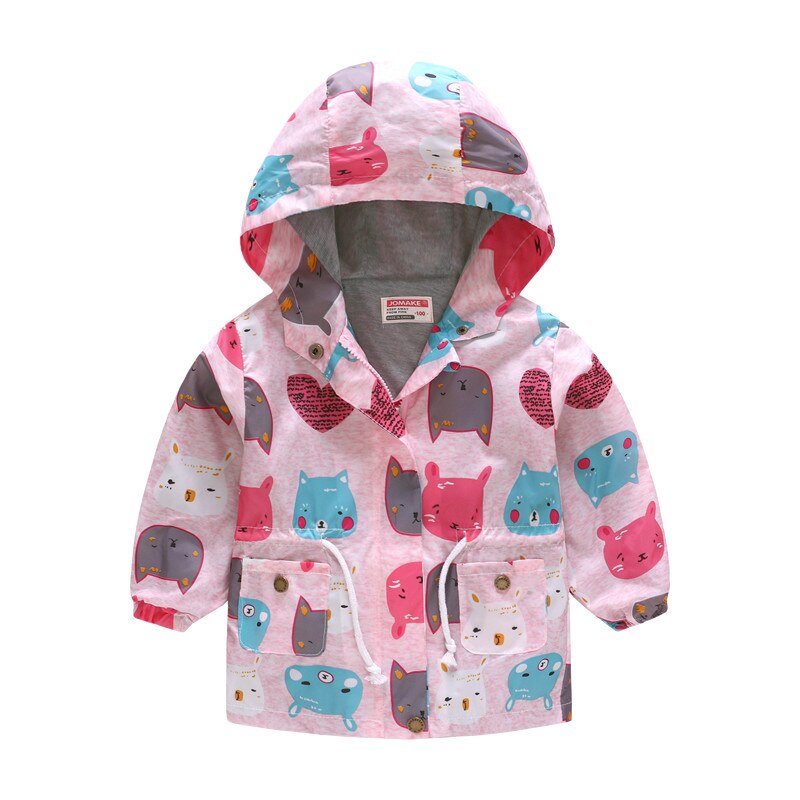 Baby Girls Jacket Winter Jacket For Girls Coat Kids Warm Hooded cat print Outerwear Boys Jacket Coat Children ClothesL30830: PK / 110