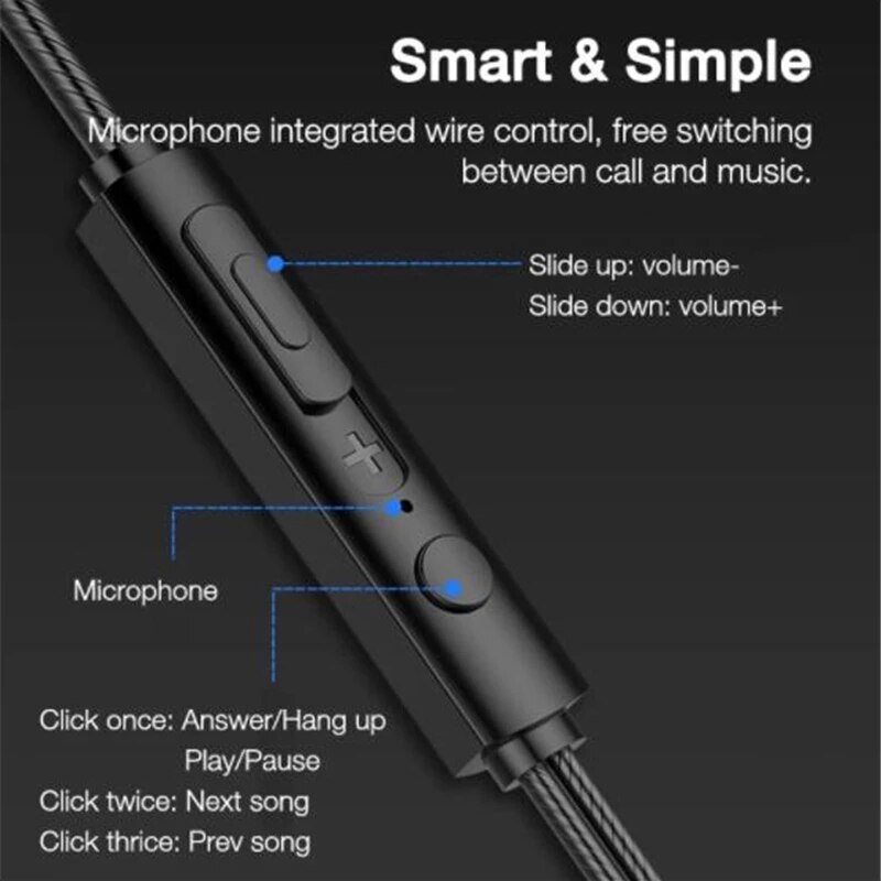 3.5Mm Wired Hoofdtelefoon Met Bass Oordopjes Stereo Koptelefoon Muziek Hoofdtelefoon Sport Koptelefoon Gaming Headset Met Microfoon Voor Xiaomi