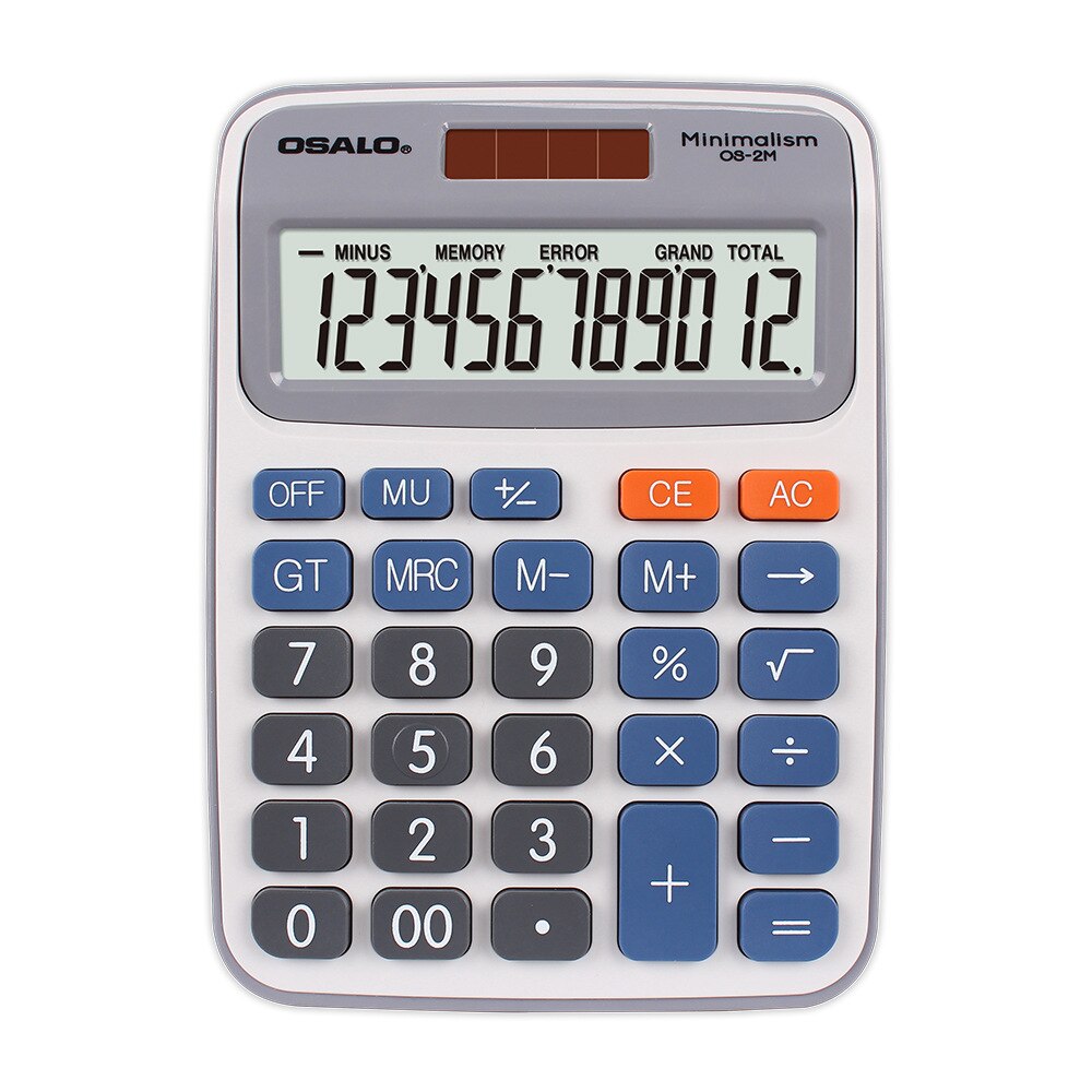 Desktop Office Calculator Os-2m Solar Dual Power Supply Listing 12-digit Display Plastic Calculator