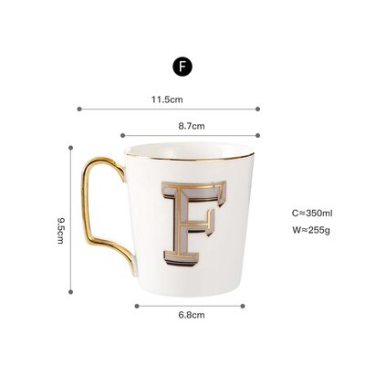EWAYS – tasse à café en porcelaine avec poignée dorée, pour Couple, avec lettres créatives, d'anniversaire et de mariage: 6