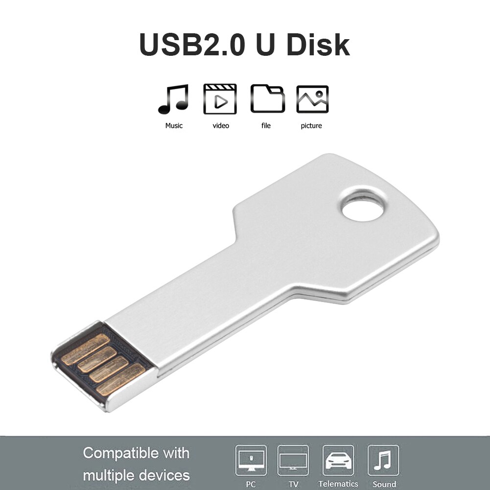 Usb 2.0 Flash Drives Metalen Sleutel Usb Flash Geheugenkaart Pendrive (32G Zilver)