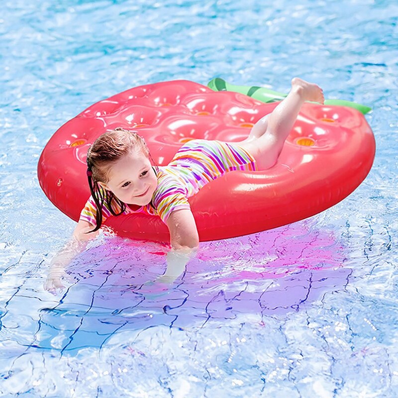 Strawberry Pool Float 156X148cm Jumbo Fruit Inflatable Lounger - Funny Food Theme Swimming Pool Party Accessory 6P Fruit