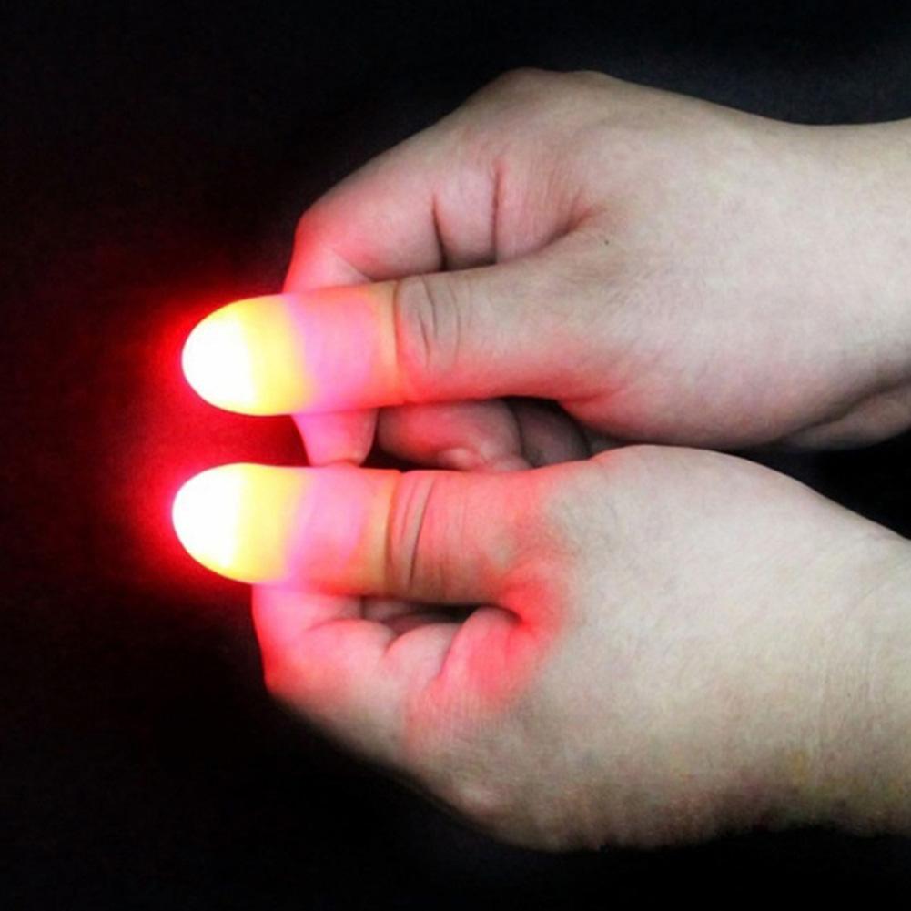 2Pcs Magic toys Thumbs LED Battery Powered Thumbs Fingers Light Trick Prop Party Supply Magic Makers Funny kids