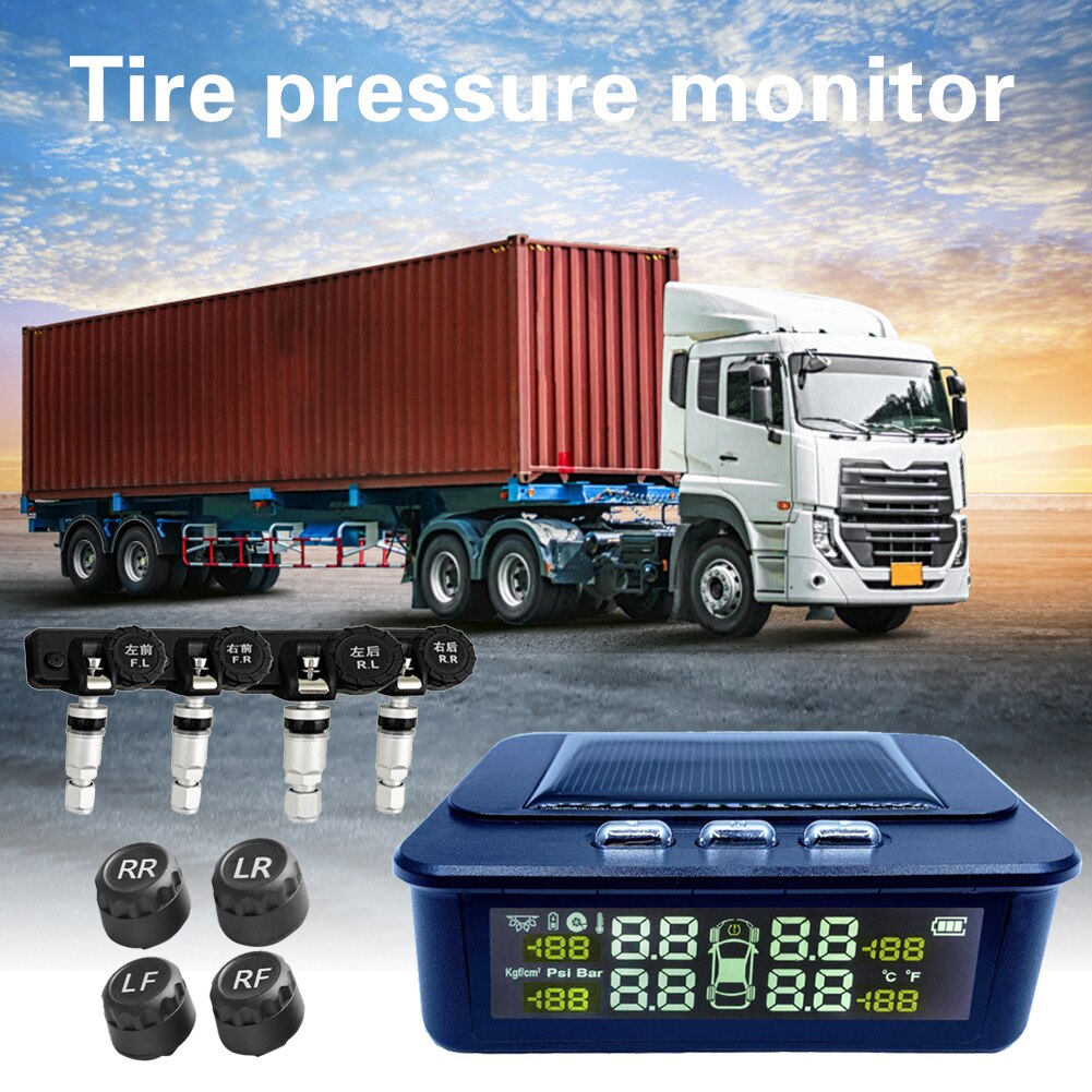 Solar Car TPMS LCD Display Auto Tire Pressure Monitoring Tyre Sensor Temperature Tire Pressure Alarm Warning System Visture