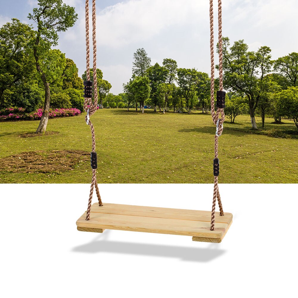 For 150kg Hammock Children Adult Tree Playground Park Strong Indoor Outdoor 4pc Board Adjustable Rope Wooden Swing Seat Hanging