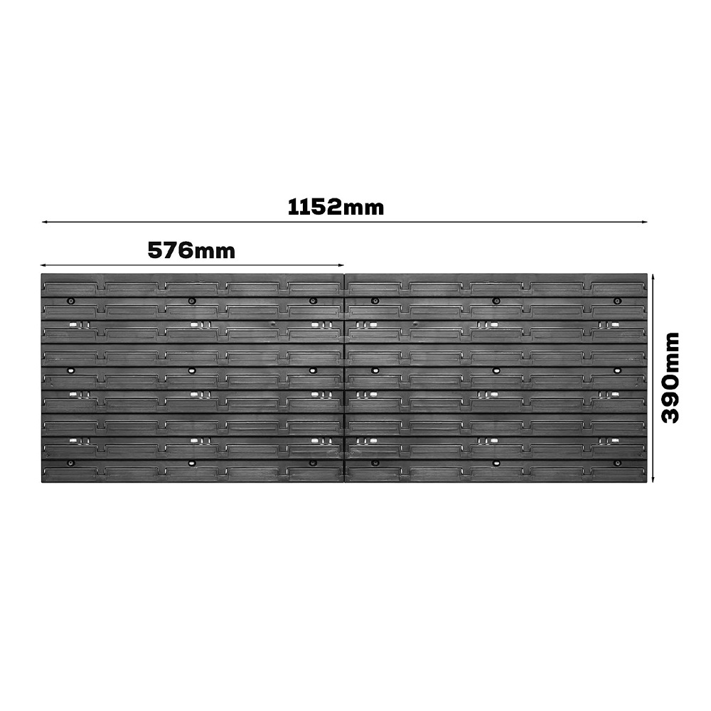 Wall Mounted Storage Bins 28-Bin Parts Rack Organizer Garage with 2PCS Wall Panels Hooks Plastic Shop Tool for Screw Nails