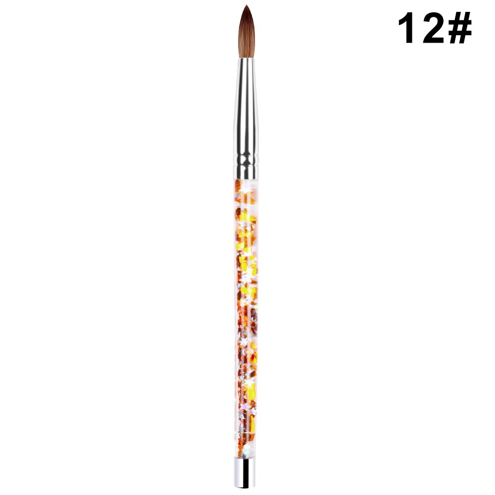 1PC Acrylic Nail Art Brush UV Gel Carving Pen Brush Liquid Powder DIY Nail Drawing Glitter Handle Round Oval Painting Brush: SIZE 12