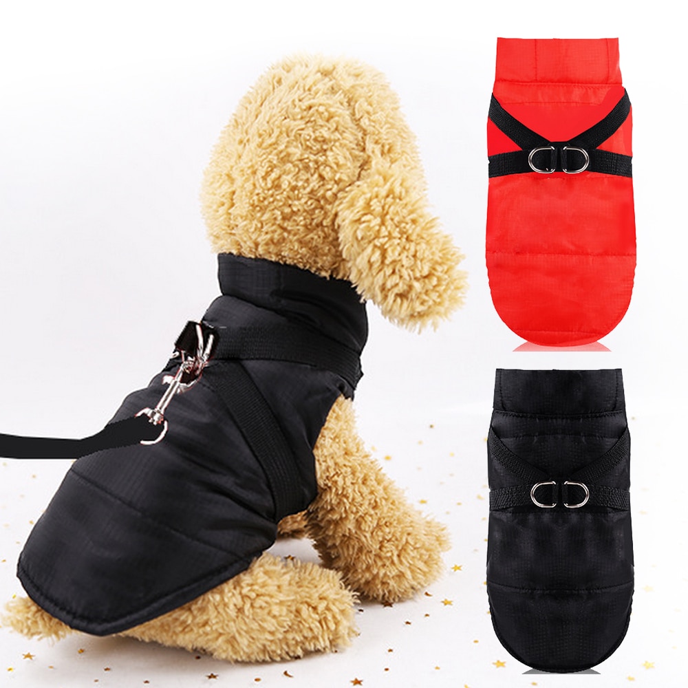 Hond Warme Jas Met Chest Harness Strap Puppy Kostuum Winter Jas Voor Grote Kleine Honden Wterproof Hond Kleren