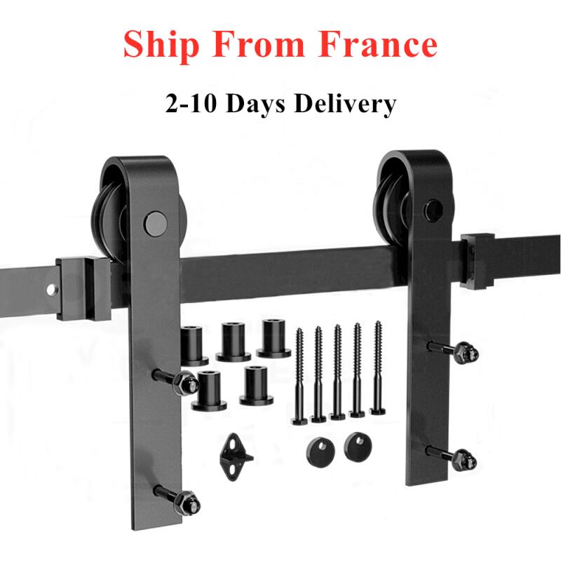 Carril colgante para puerta de granero de 183/200CM, herrajes para puerta corredera rústica, sistema de pista de puerta corredera, desde Francia HWC
