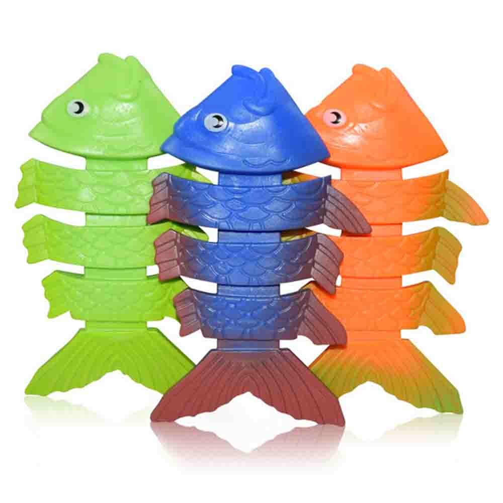 Children's Swimming Toy Diving Ring Stick Water Torpedo Throwing Toys Summer Game Swimming Pool Toys: 3pcs Fish bones