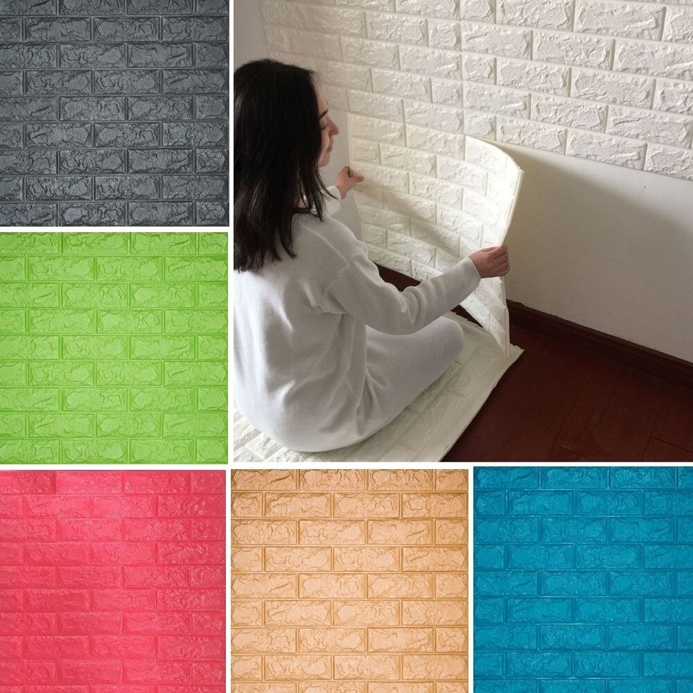 3D Behang Baksteen Diy Stickers Zelfklevende Muur Sticker Voor Kinderkamer Keuken Waterdichte Muur Decor Sticker