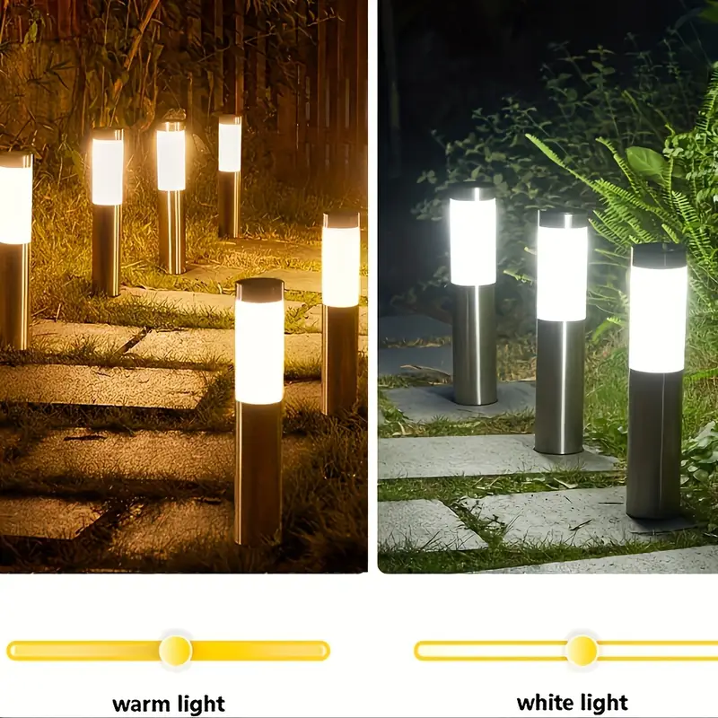 Modern Stainless Steel Solar Pathway Lights Waterproof Outdoor LED Lights Landscape Decorative Lawn Lamps for Garden Walkway