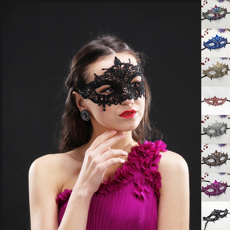 Masques mascarade ajourés en dentelle pour dames | Masques pour bal d'halloween, demi-masques de fête, fournitures de fête, noir blanc #30