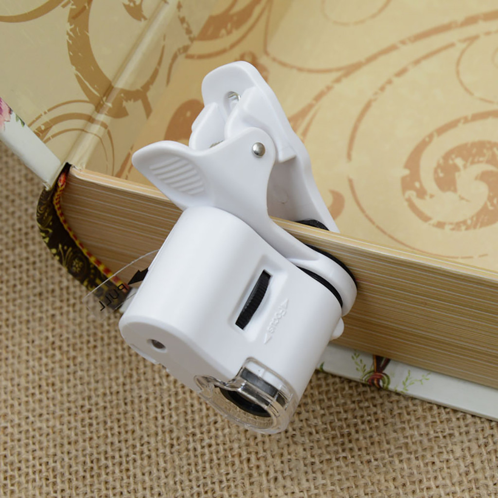 9595W 60x Mobiele Telefoon Microscoop Vergrootglas Universele Led Instrument Macro Lens Led Uv Licht Mini Mobiele Telefoon Clip Microscoop