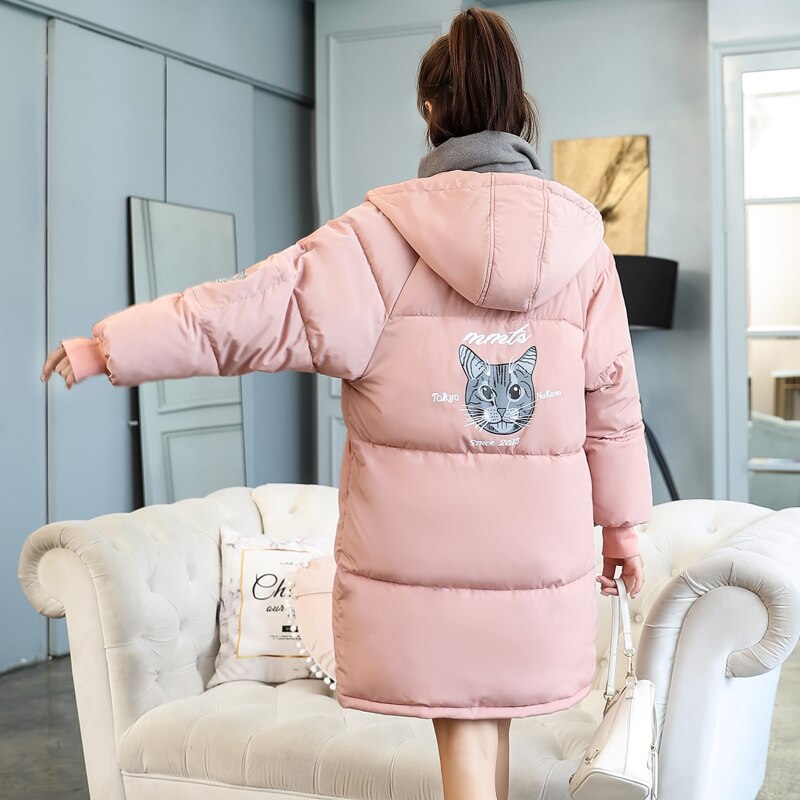 Style coréen hiver femmes doudoune à capuche longue rembourrée femme manteau Parka Mujer Invierno