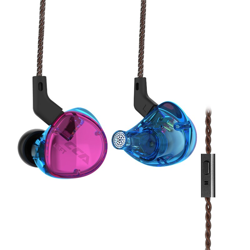 CCA C04 1BA + 1DD Anker Dual Fahrer Kopfhörer Abnehmbare Kabel In Ohr Audio Monitore Ear HiFi Musik Sport: Dazzle color mic