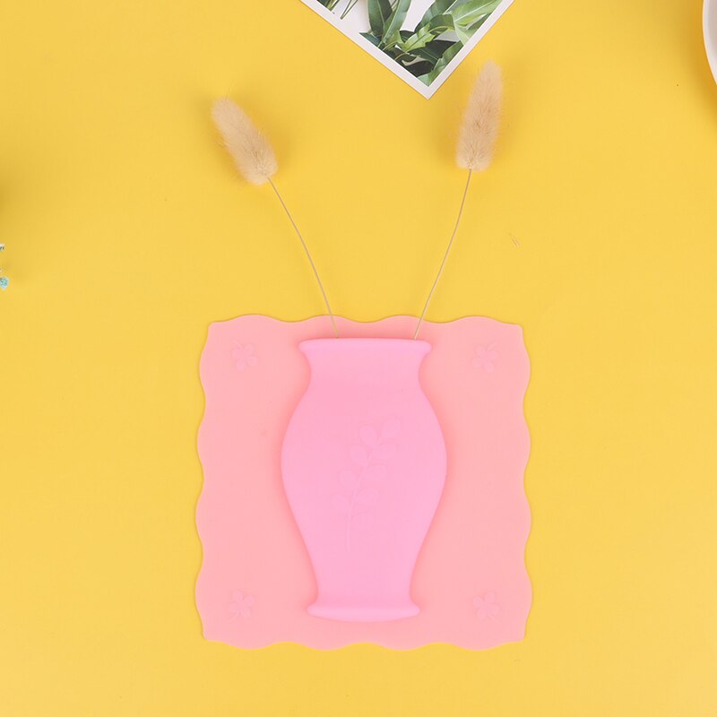 1 vase adhésif en silicone, autocollant mural amovible et facile à installer, vase pour réfrigérateur, vase à fleurs magiques, accessoires de décoration pour la maison: Rose