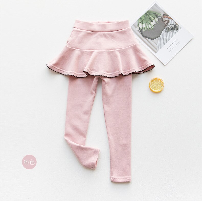 2022 Baby Girls Leggings Cotton Princess Skirt-pants Spring Autumn Children Slim Skirt Trousers for 2-7 Years Kids Clothes: pink / 110