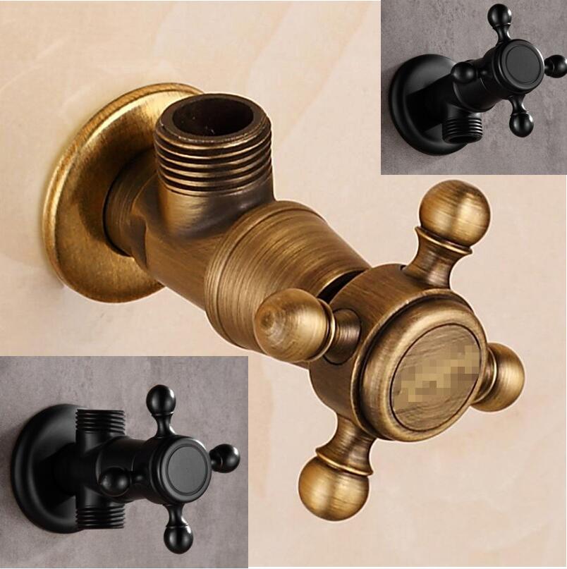 Antique Brass Triangle Valve Water Control Valve Bathroom Tap Water Valve 1/2*1/2 Brass One In Two Out Angle Valve