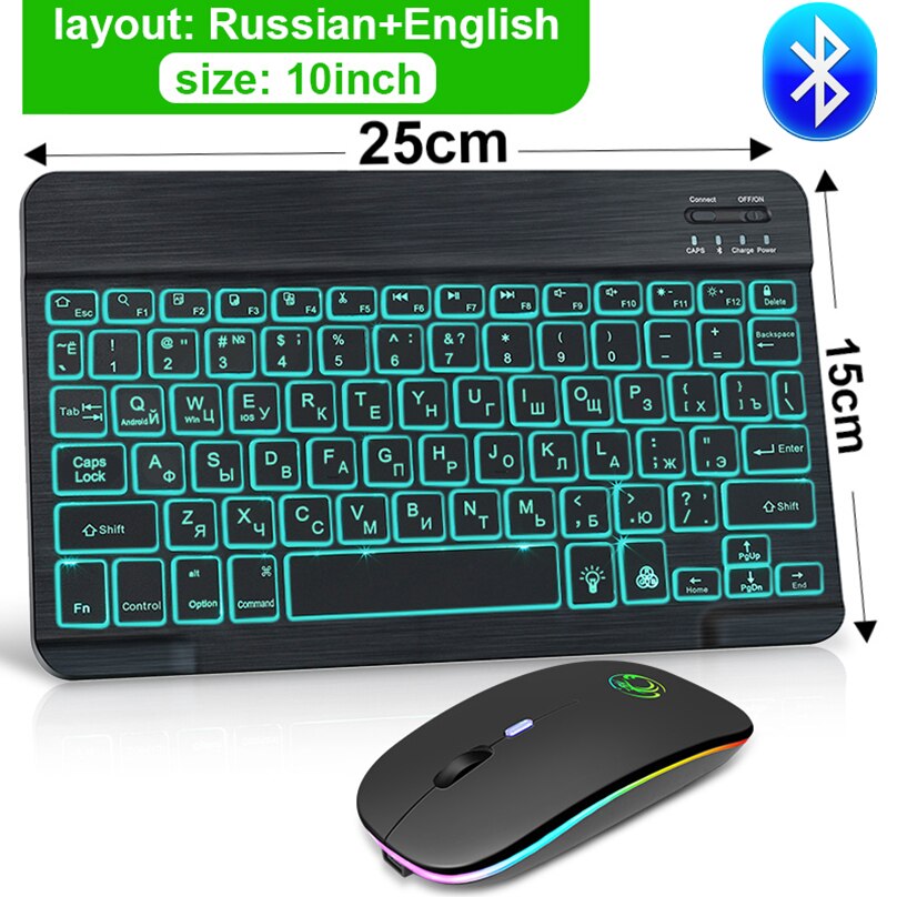 Tastiera Bluetooth RGB tastiera Wireless Bluetooth Mini tastiera russa spagnola RGB retroilluminata ricaricabile per Tablet ipad