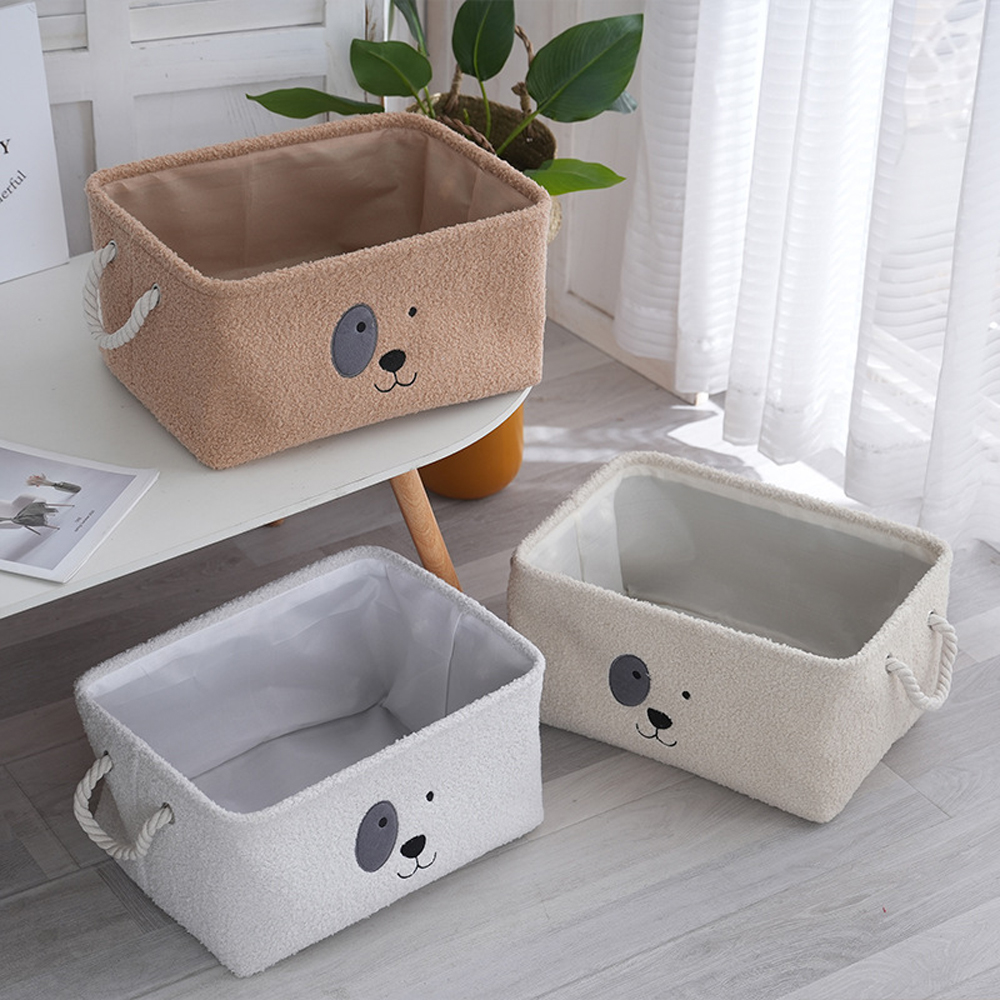 Plush Cute Pet Toys Cothes Storage Basket Dog Rectangle Bin Box Stuff Sundries Organize Baskets Case Home Tool