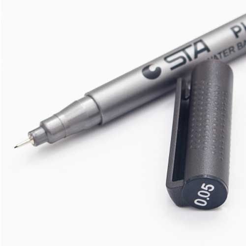 STA-rotuladores de dibujo a prueba de decoloración, pluma negra de micrón, perfilador de delineador, a prueba de agua, suministros de arte, Manga, cepillo de escritura de cómic: 0.05mm-Waterproof