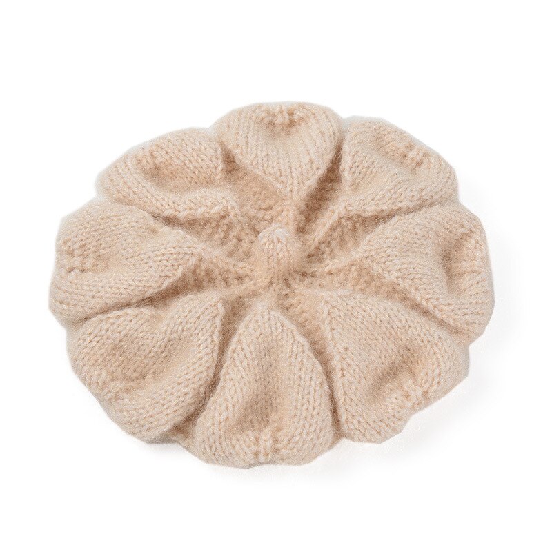 Autumn and Winter Women's Hat Knitted Warm Beret Love Pattern Painter Barette Hat Winter Hat: beige