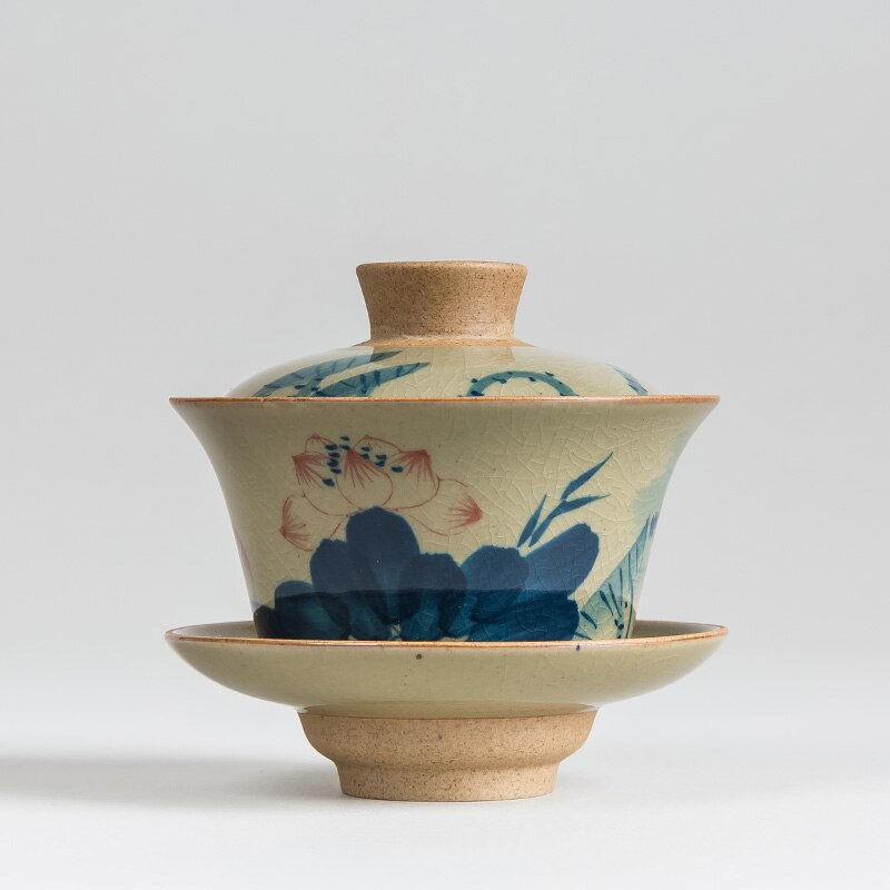 Kinesisk testel turee gaiwan vintage håndmalet keramik testel sæt håndmalet benporcelæn porcelæn kung fu te sæt skål: 3