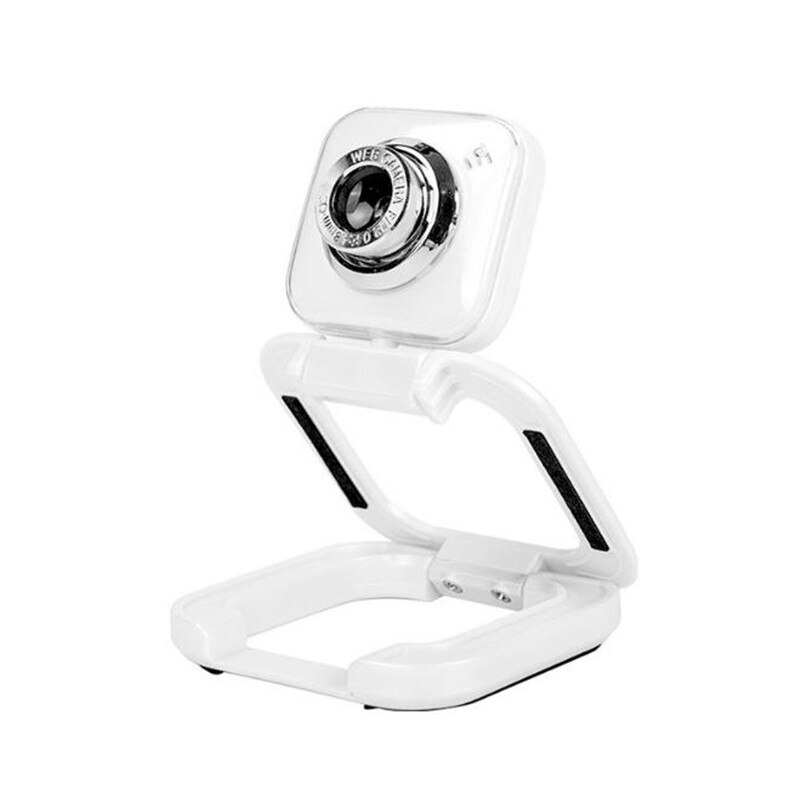 480p hd videocamera computer webcam met clip voor pc laptop usb computercamera 360 ° rotatie: Wit