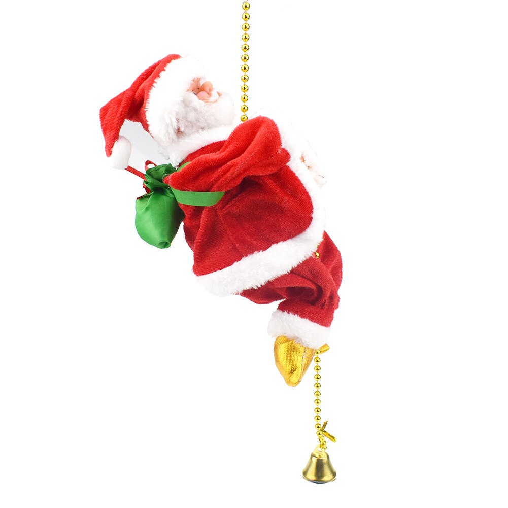 Elektrische Geanimeerde Klimmen Kerstman Op Kralen Ketting Musical Moving Figuur Christmas Ornament Lbv