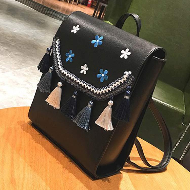 Sommer Neue Gestickte Rucksack Weiblichen Koreanischen Stil Multi-Zweck Quaste Pu Kleinen Rucksack Lässig Schul