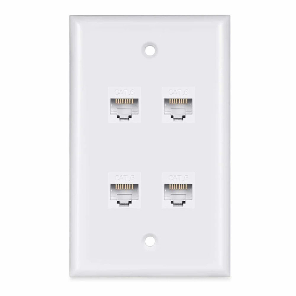 Plaque murale Ethernet ZoeRax Cat 6, plaque murale Ethernet femelle-femelle amovible Compatible avec les appareils Ethernet Cat6/5/5e: Or / 1,8m