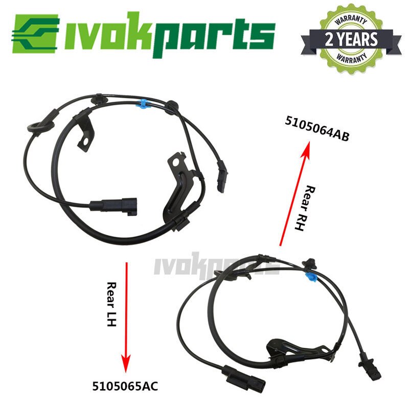 2x Rear Left &amp; Right ABS Wheel Speed Sensor For DODGE CALIBER JEEP COMPASS PATRIOT 1.8L 2.0L 2.4L 16V 5105065AC 5105064AB